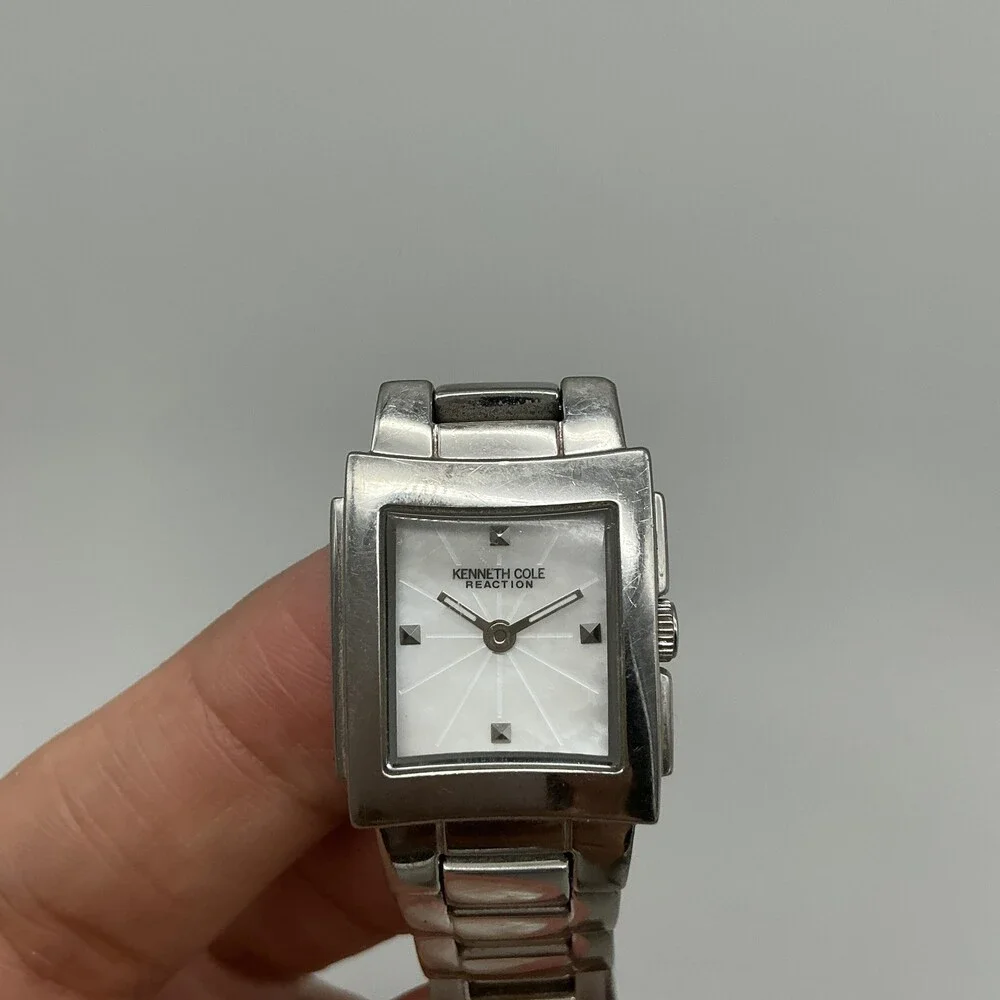 Kenneth Cole Reaction Womens Watch 21mm Silver Tone Bracelet New Battery 6